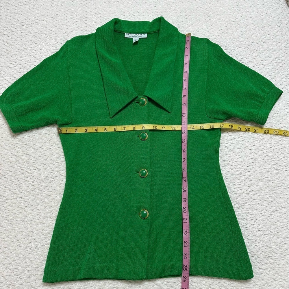 Vintage St. John by Marie Grey Green Collar Button Blouse Women’s Size 6 - Picture 7 of 13